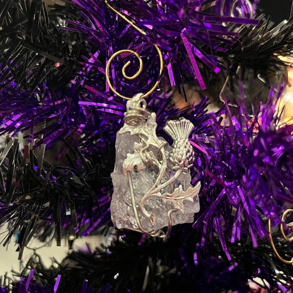 Scottish thistle xmas decoration set, purple Scottish thistle crystal yule gift - Picture 13 of 13